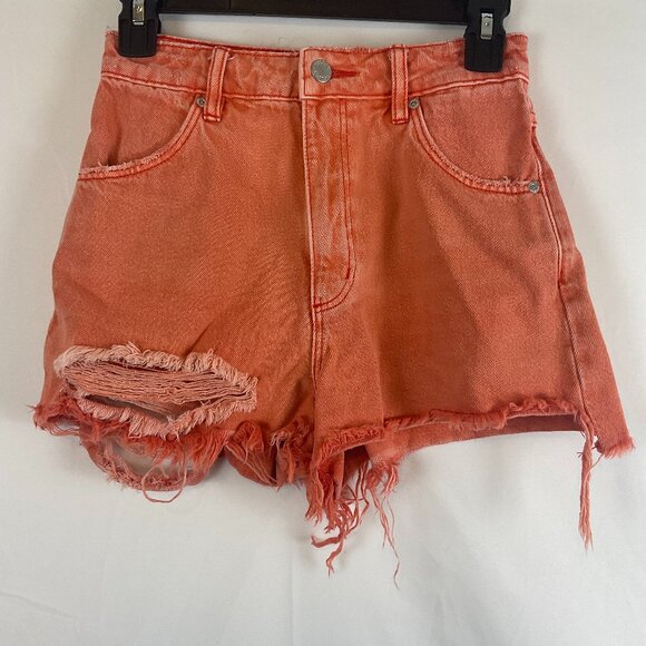 Rolla's Denim Shorts 24 Dusteres High Rise Slim Cut Off Distressed Destroyed - Picture 1 of 9